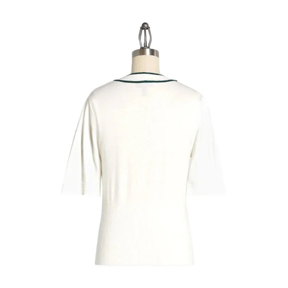 Modcloth Bow Thyself Tie-NecK White Knit Viscose Blend Sweater NWT Size Large - Picture 2 of 2